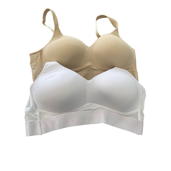 Rhonda Shear 2Pk Molded Cup Bra with Wrap Back Size 2X White Light Beige 624.4 - Picture 2 of 9